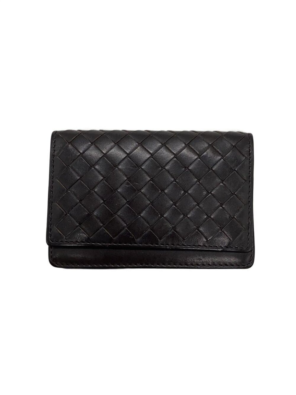 BOTTEGA VENETA Card Case Wallet Leather Brown Intrecciato